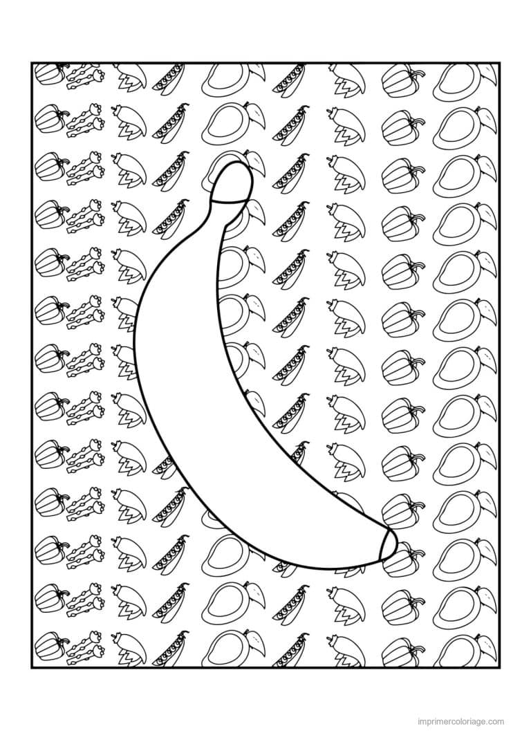 coloriage banane banane sur fond motif - dessin gratuit &agrave; imprimer