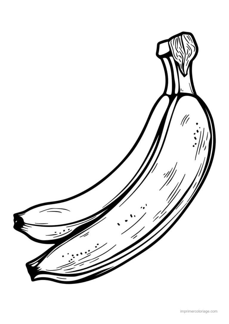 coloriage banane deux bananes gravees - dessin gratuit &agrave; imprimer