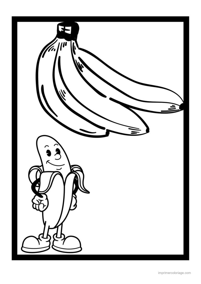 coloriage banane regime de bananes et son personnage - dessin gratuit &agrave; imprimer