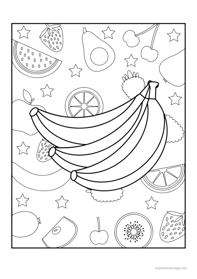 coloriage banane regime de bananes sur fond motif 2 - dessin gratuit &agrave; imprimer