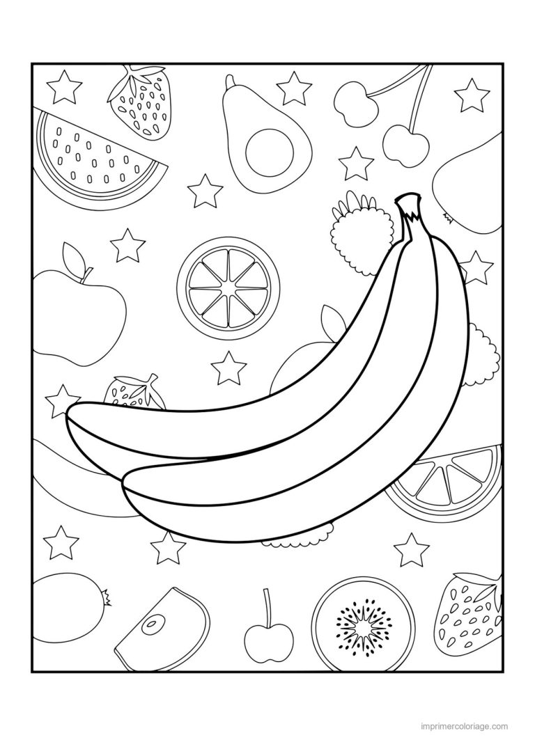coloriage banane regime de bananes sur fond motif 3 - dessin gratuit &agrave; imprimer