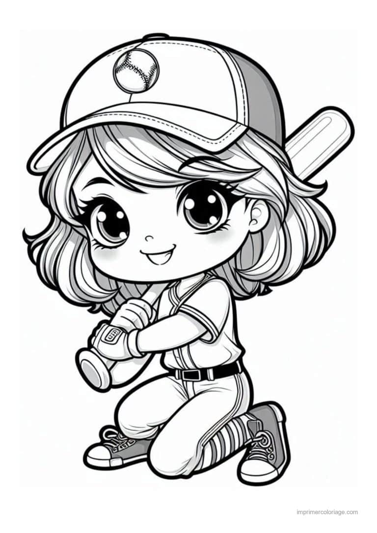 coloriage baseball fille baseball gant - dessin gratuit &agrave; imprimer