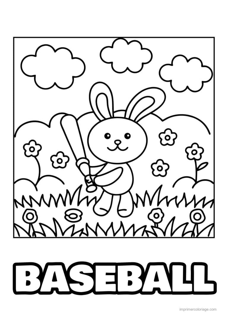 coloriage baseball lapin batte - dessin gratuit &agrave; imprimer