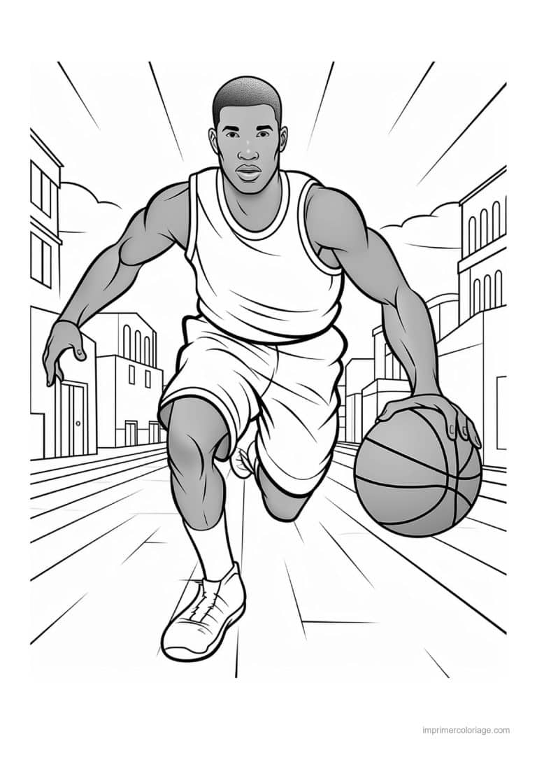 coloriage basket 05 - dessin gratuit &agrave; imprimer