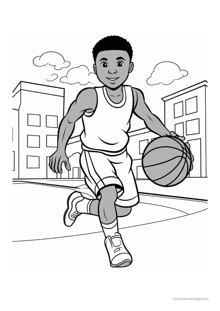 coloriage basket 14 - dessin gratuit &agrave; imprimer