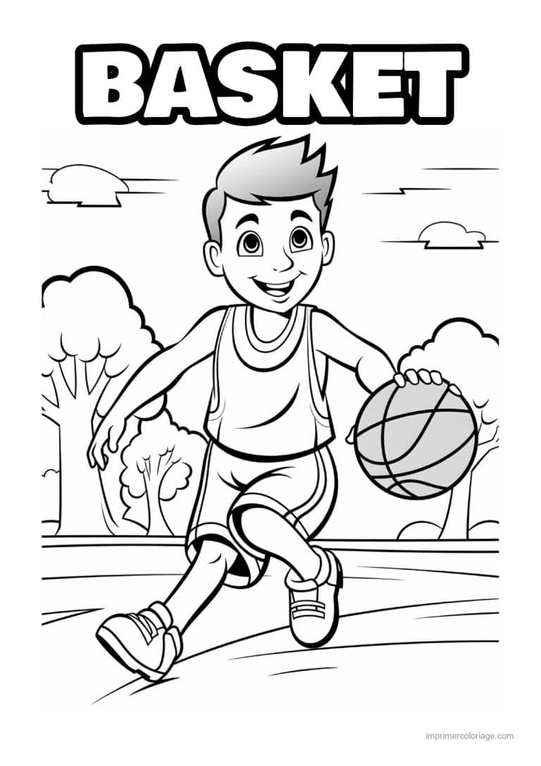 coloriage basket - dessin gratuit &agrave; imprimer