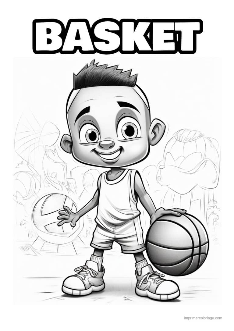 coloriage basket enfant basket - dessin gratuit &agrave; imprimer