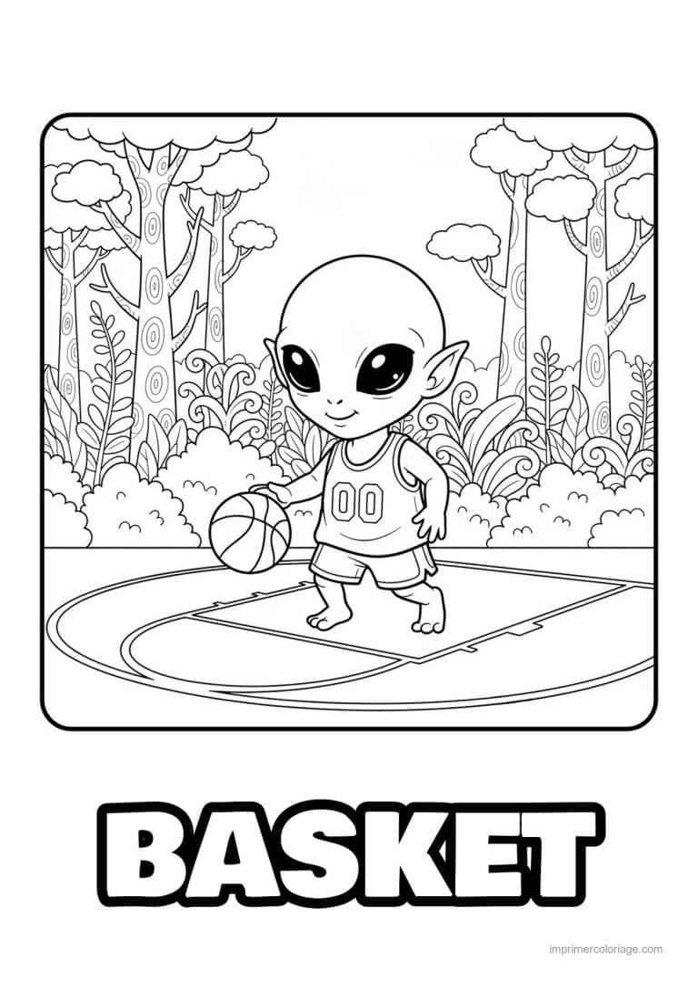coloriage basket extraterrestre basket 02 - dessin gratuit &agrave; imprimer