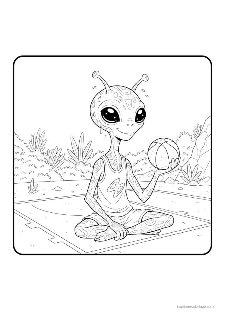 coloriage basket extraterrestre basket 03 - dessin gratuit &agrave; imprimer