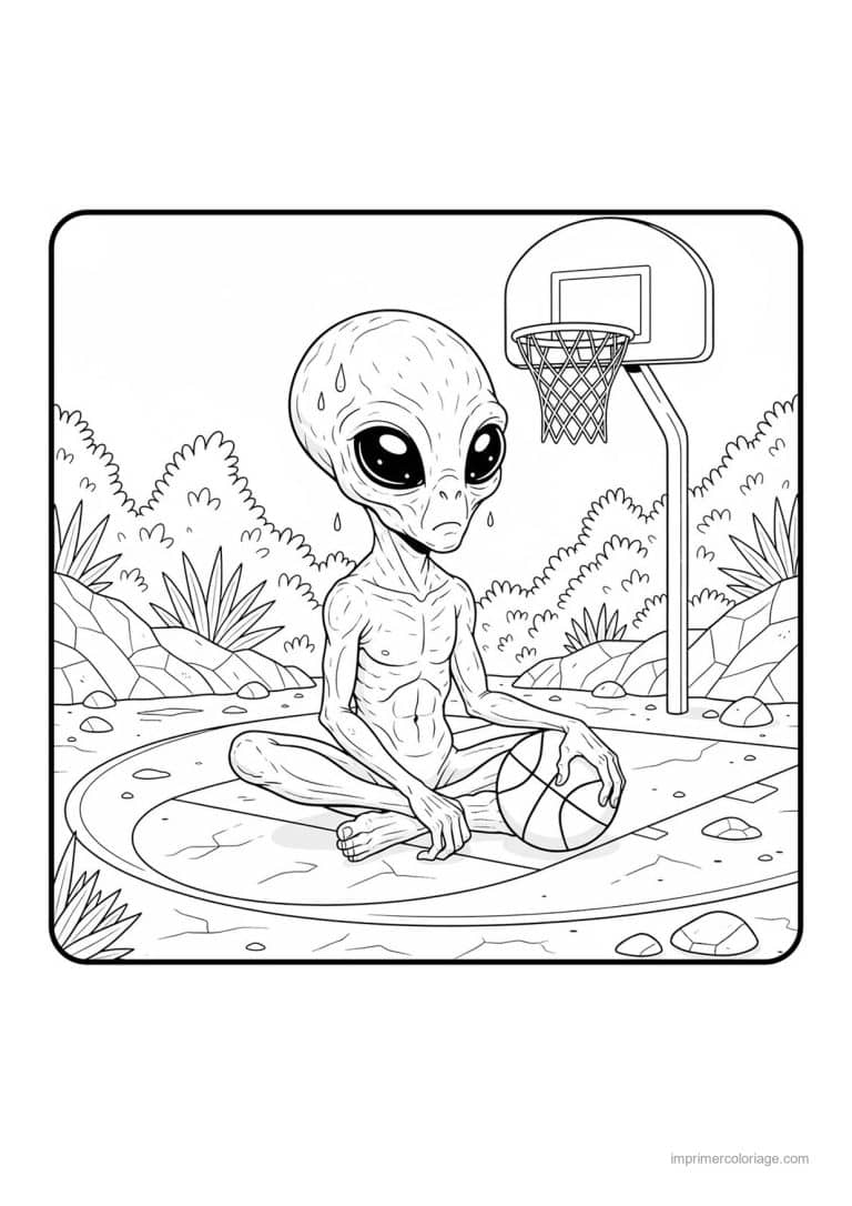 coloriage basket extraterrestre basket 04 - dessin gratuit &agrave; imprimer