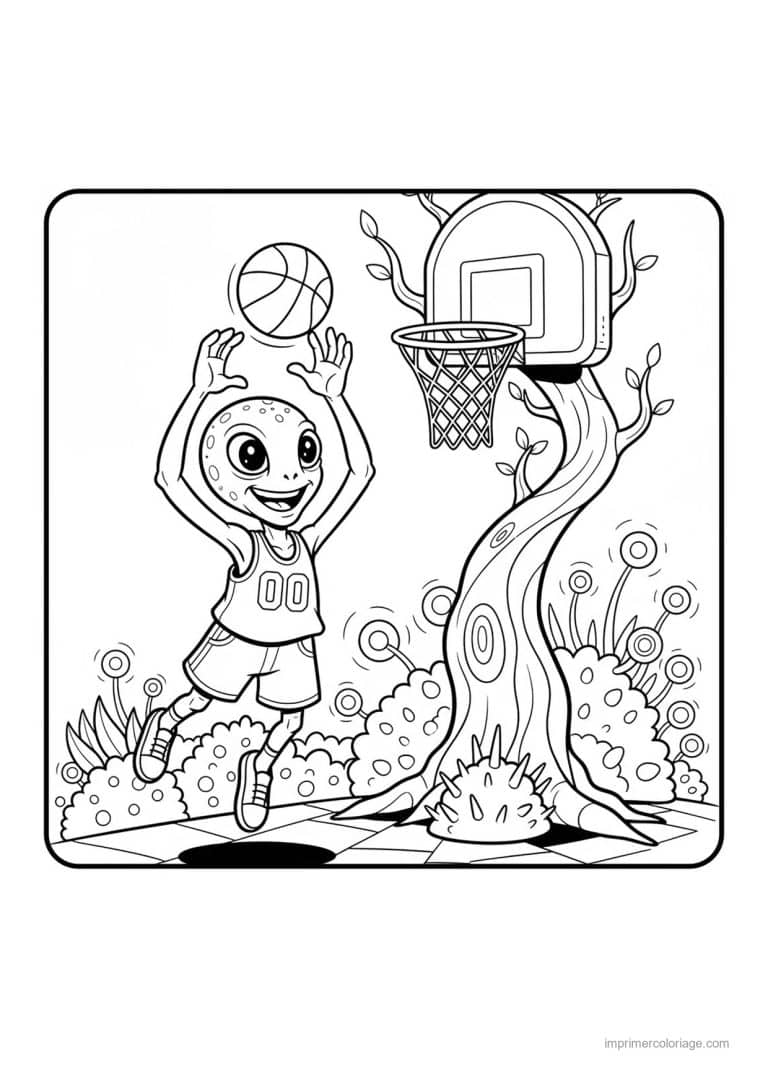 coloriage basket extraterrestre basket 05 - dessin gratuit &agrave; imprimer