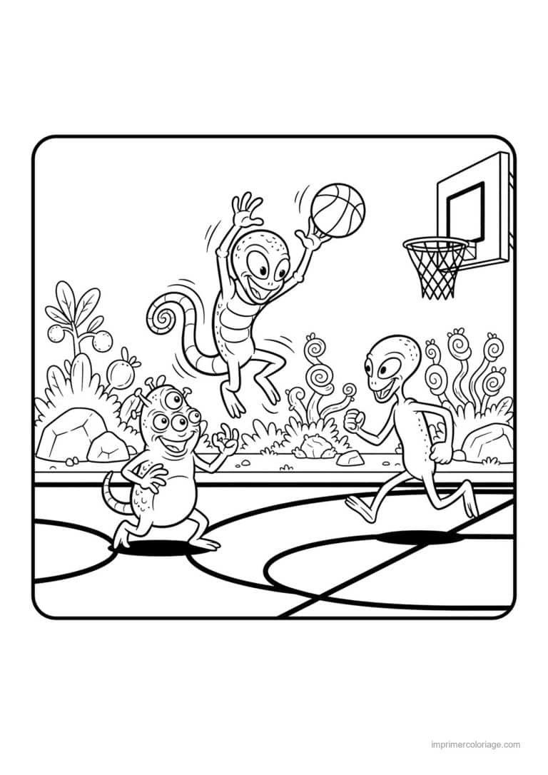 coloriage basket extraterrestre basket 06 - dessin gratuit &agrave; imprimer