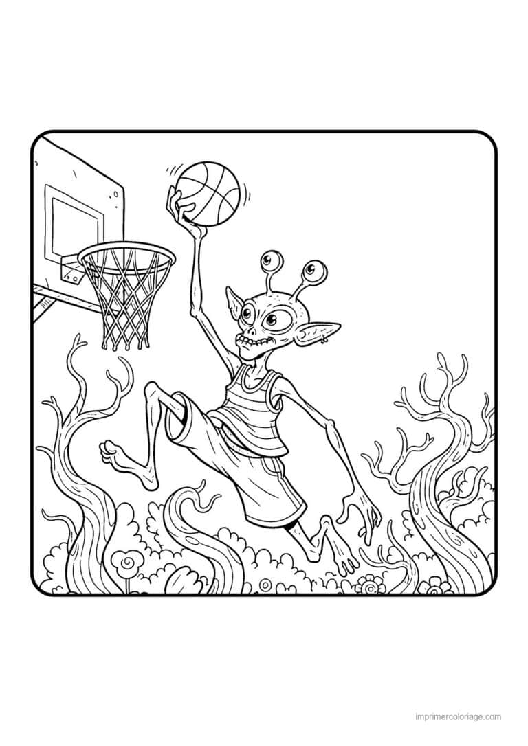 coloriage basket extraterrestre basket 07 - dessin gratuit &agrave; imprimer