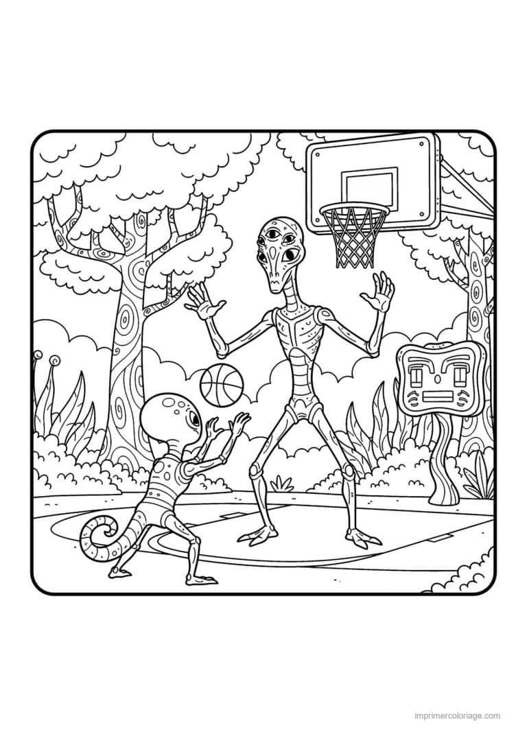 coloriage basket extraterrestre basket - dessin gratuit &agrave; imprimer