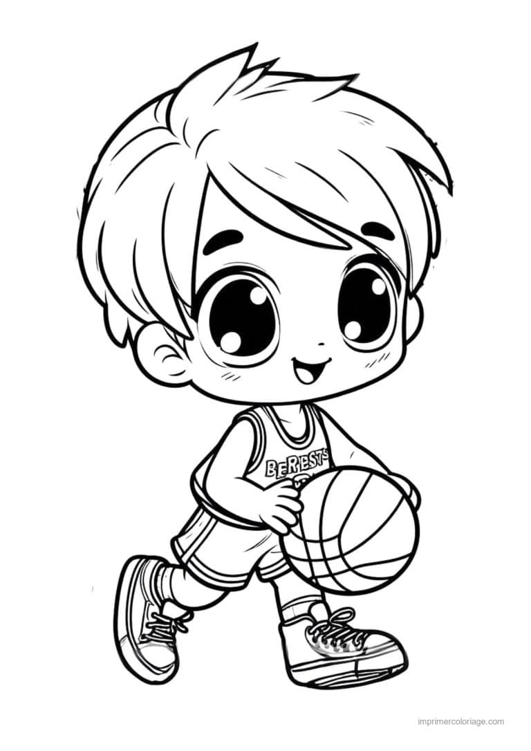 coloriage basket garcon dribble 02 - dessin gratuit &agrave; imprimer