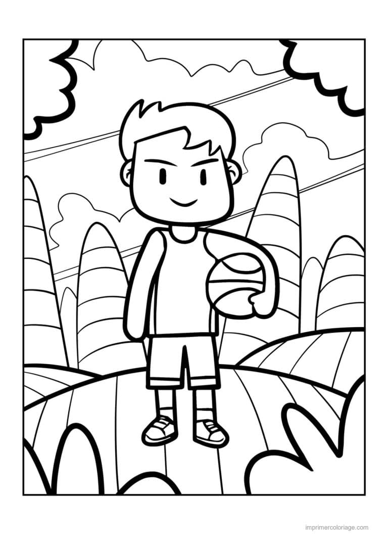 coloriage basket garcon dribble 03 - dessin gratuit &agrave; imprimer