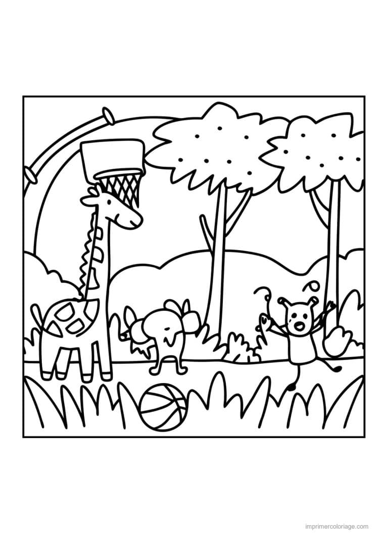 coloriage basket girafe panier - dessin gratuit &agrave; imprimer