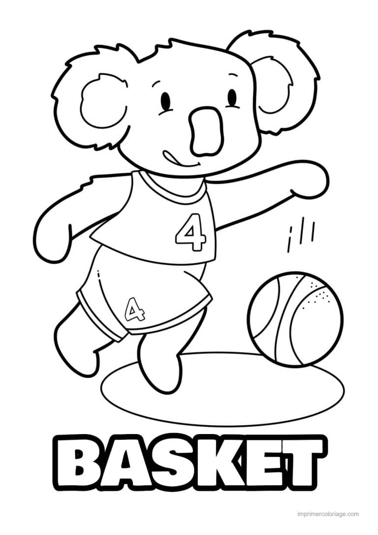 coloriage basket koala basket - dessin gratuit &agrave; imprimer