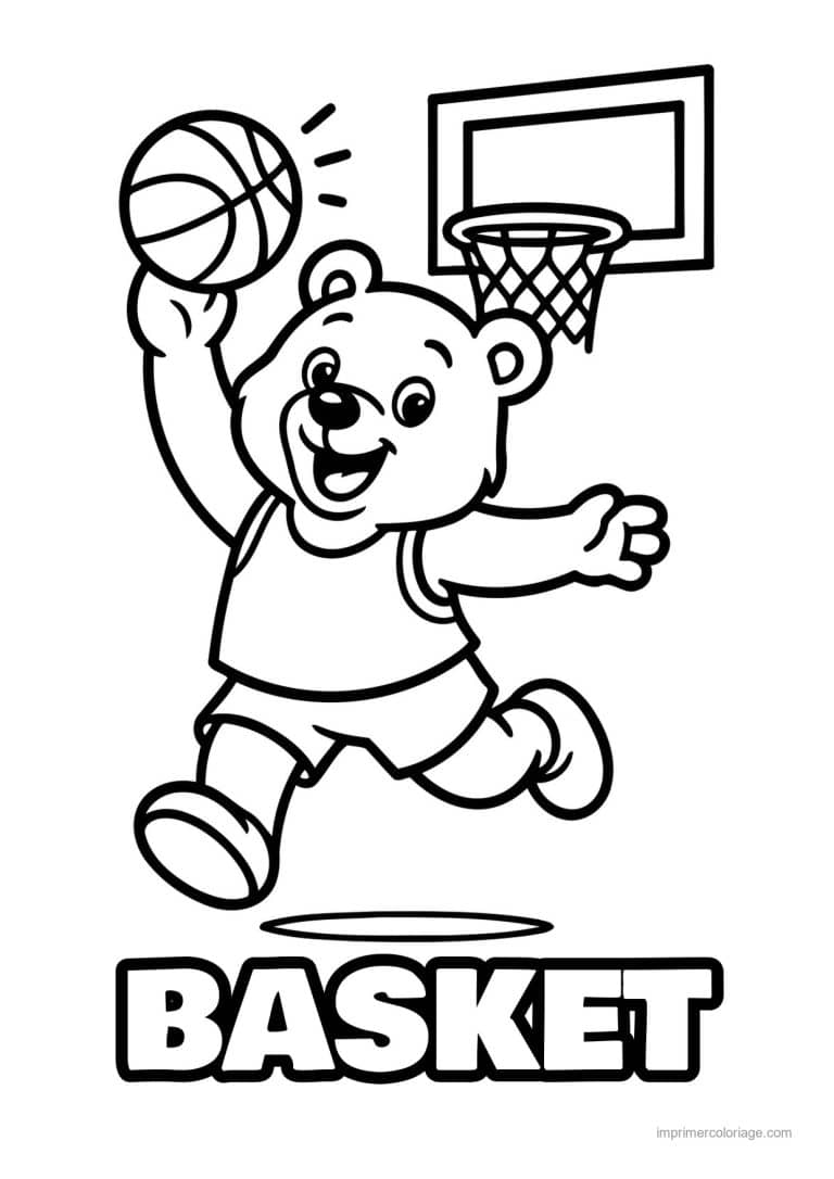 coloriage basket ourson panier - dessin gratuit &agrave; imprimer