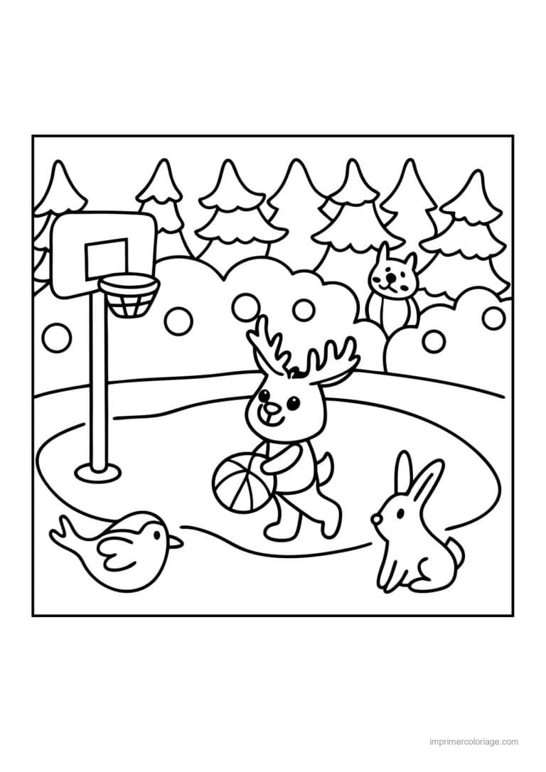 coloriage basket renne panier foret - dessin gratuit &agrave; imprimer