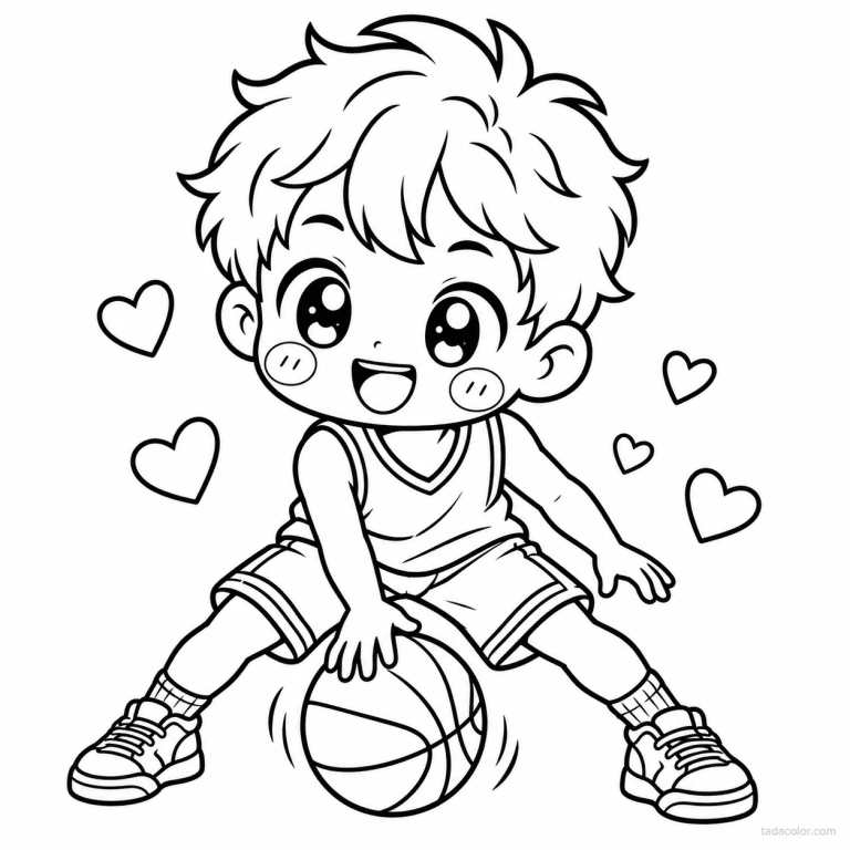 coloriage basketball kawaii joueur dribble jambes - dessin gratuit &agrave; imprimer