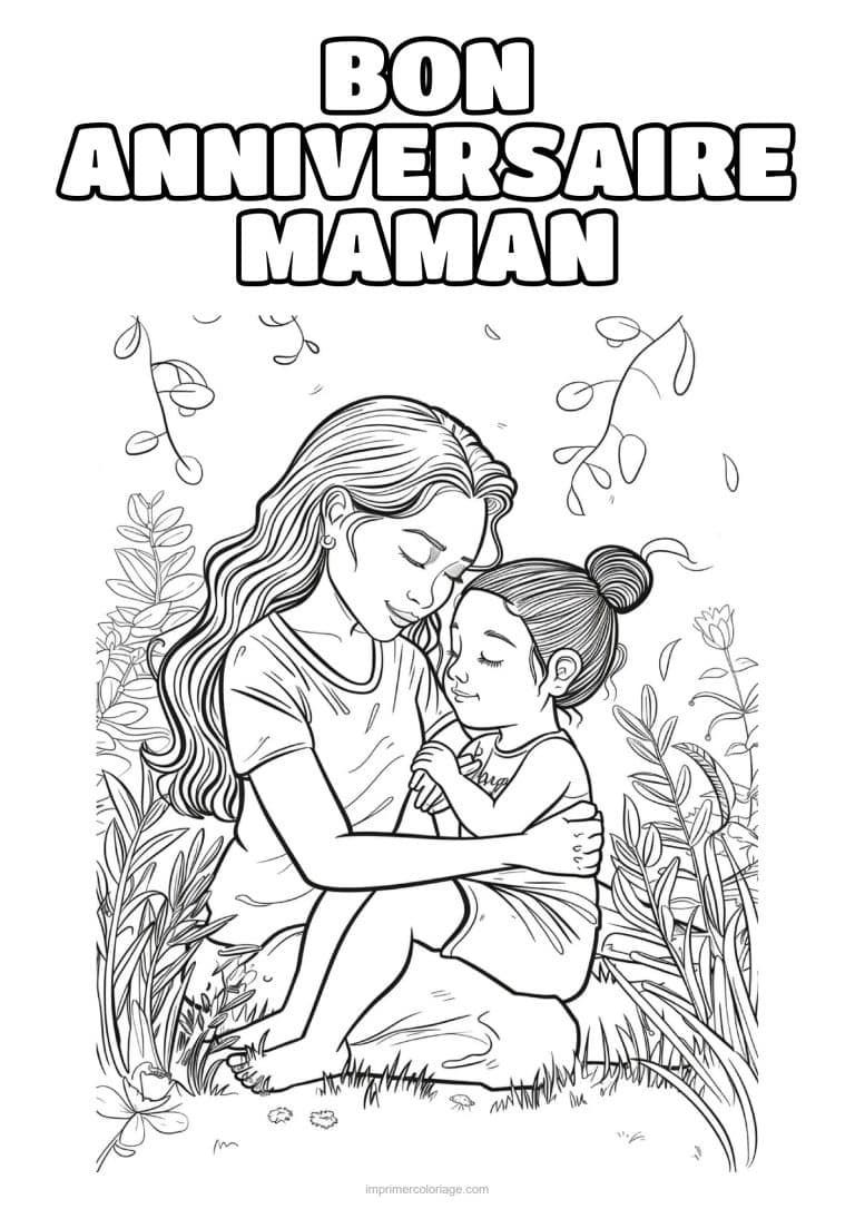 coloriage bon anniversaire maman maman et son enfant 13 - dessin gratuit &agrave; imprimer