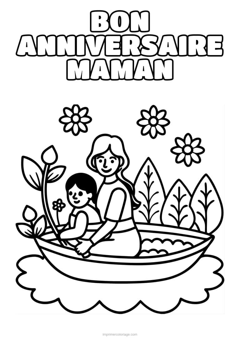coloriage bon anniversaire maman maman et son enfant 21 - dessin gratuit &agrave; imprimer