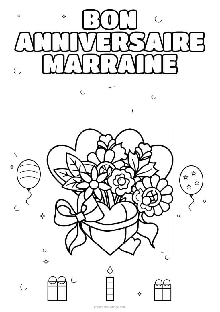 coloriage bon anniversaire marraine une adulte et son enfant 5 - dessin gratuit &agrave; imprimer