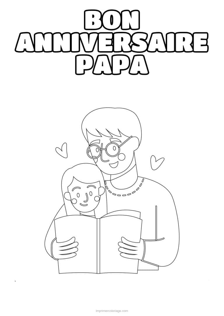 coloriage bon anniversaire papa papa et ses enfants 7 - dessin gratuit &agrave; imprimer