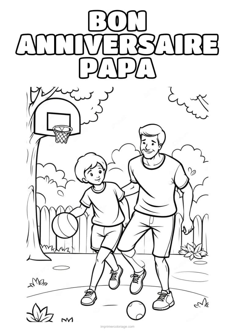 coloriage bon anniversaire papa papa et son enfant 12 - dessin gratuit &agrave; imprimer