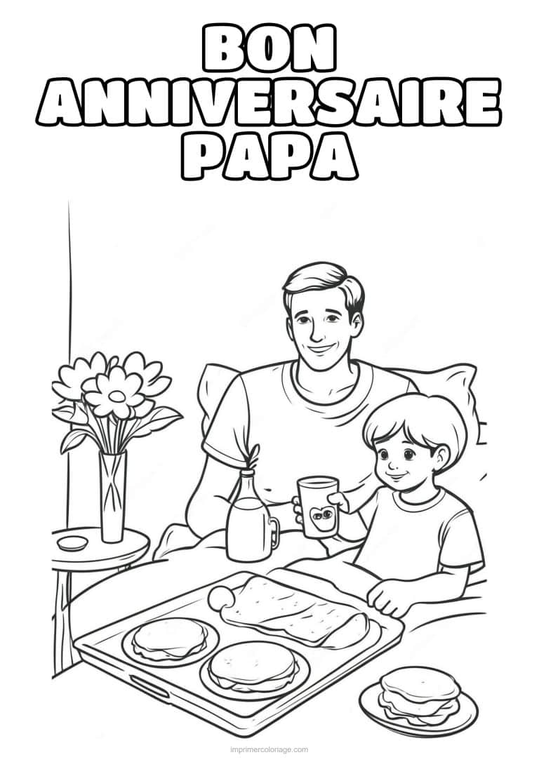 coloriage bon anniversaire papa papa et son enfant 16 - dessin gratuit &agrave; imprimer