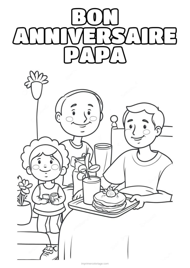coloriage bon anniversaire papa papa et son enfant 18 - dessin gratuit &agrave; imprimer