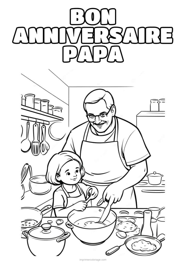 coloriage bon anniversaire papa papa et son enfant 2 - dessin gratuit &agrave; imprimer