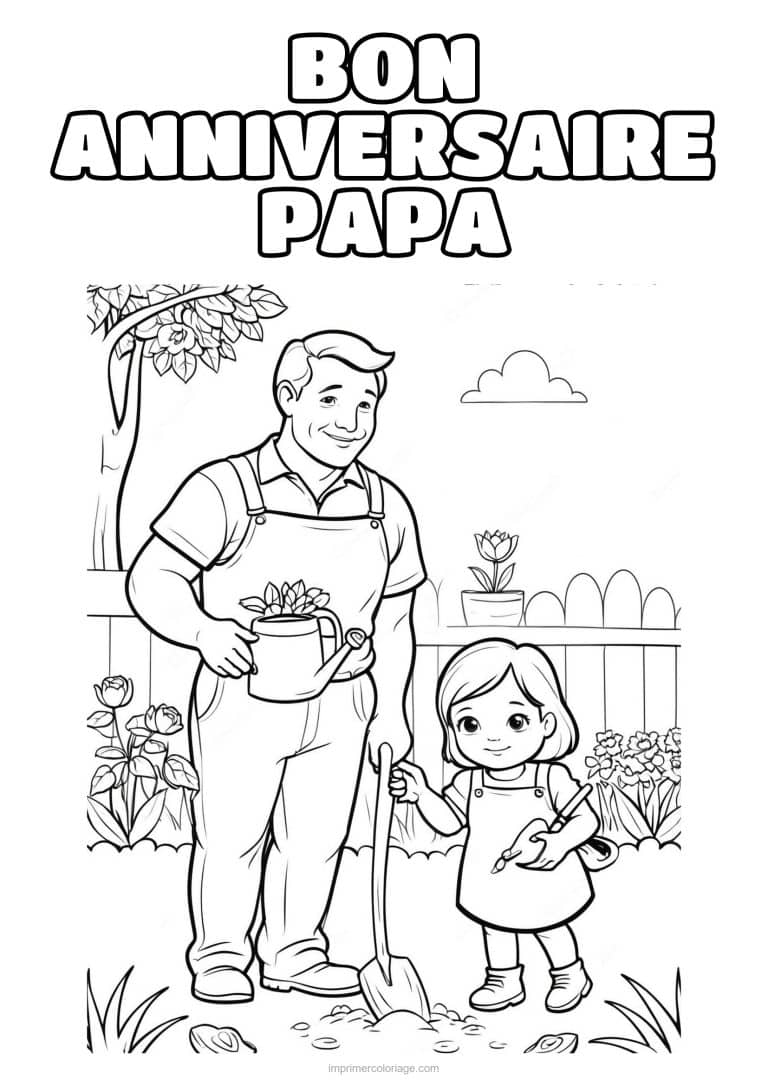 coloriage bon anniversaire papa papa et son enfant 24 - dessin gratuit &agrave; imprimer
