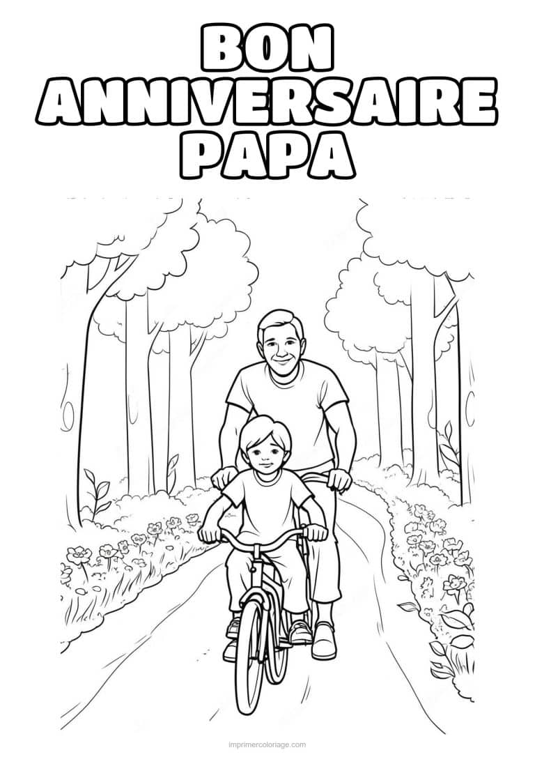 coloriage bon anniversaire papa papa et son enfant 29 - dessin gratuit &agrave; imprimer