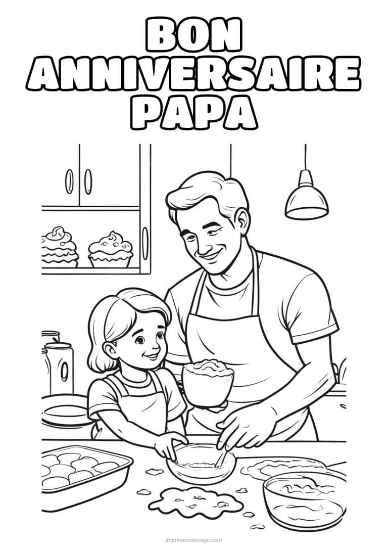 coloriage bon anniversaire papa papa et son enfant 33 - dessin gratuit &agrave; imprimer