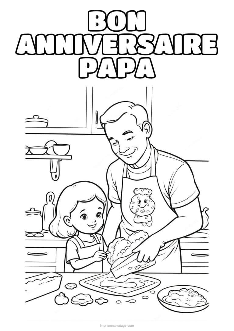 coloriage bon anniversaire papa papa et son enfant 35 - dessin gratuit &agrave; imprimer