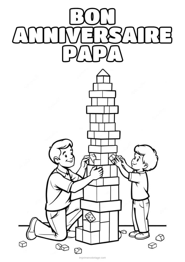 coloriage bon anniversaire papa papa et son enfant 4 - dessin gratuit &agrave; imprimer