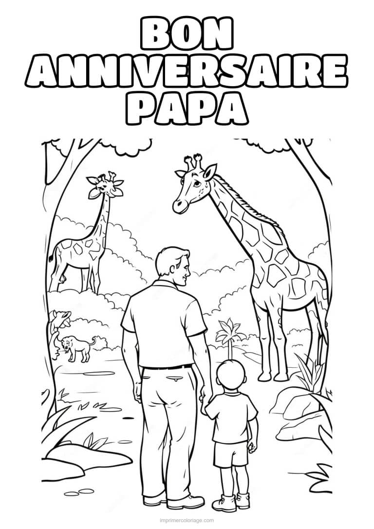coloriage bon anniversaire papa papa et son enfant 6 - dessin gratuit &agrave; imprimer