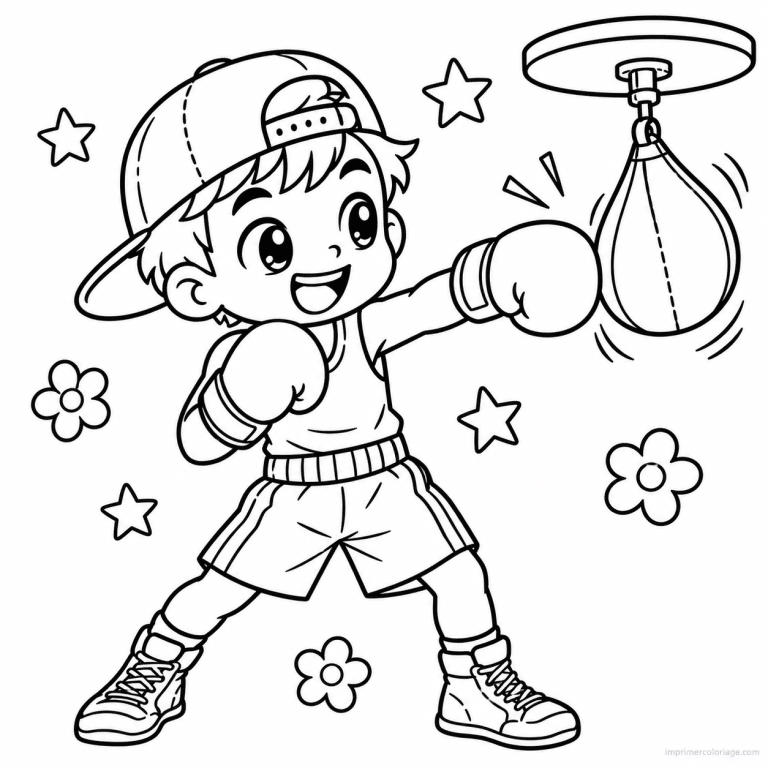 coloriage boxe cute boxeur casquette poire vitesse - dessin gratuit &agrave; imprimer