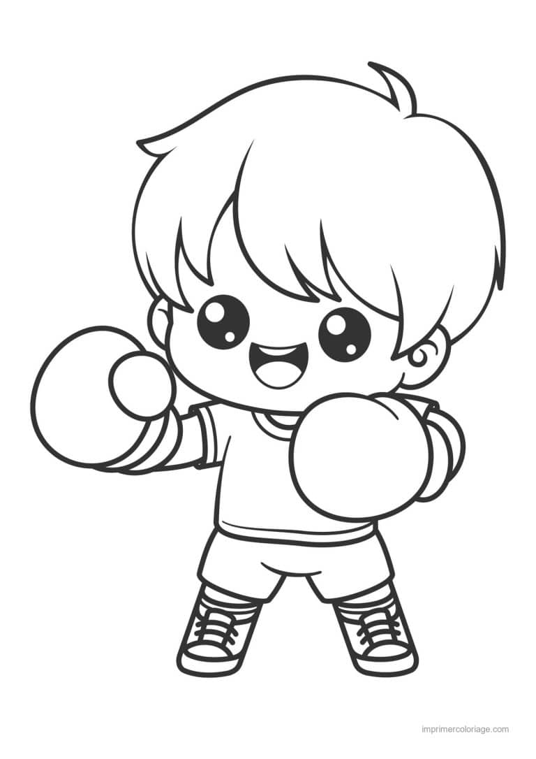 coloriage boxe enfant boxeur 05 - dessin gratuit &agrave; imprimer