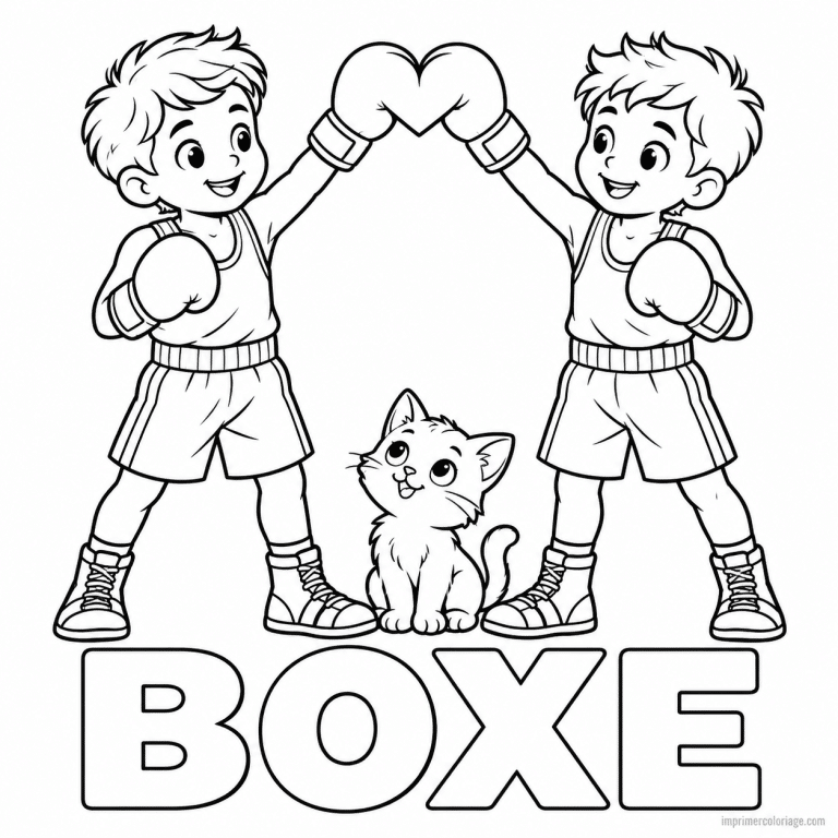 coloriage boxe friend boxeurs coeur chaton amis titre bas - dessin gratuit &agrave; imprimer