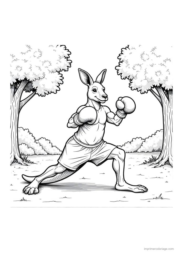 coloriage boxe kangourou boxeur 03 - dessin gratuit &agrave; imprimer