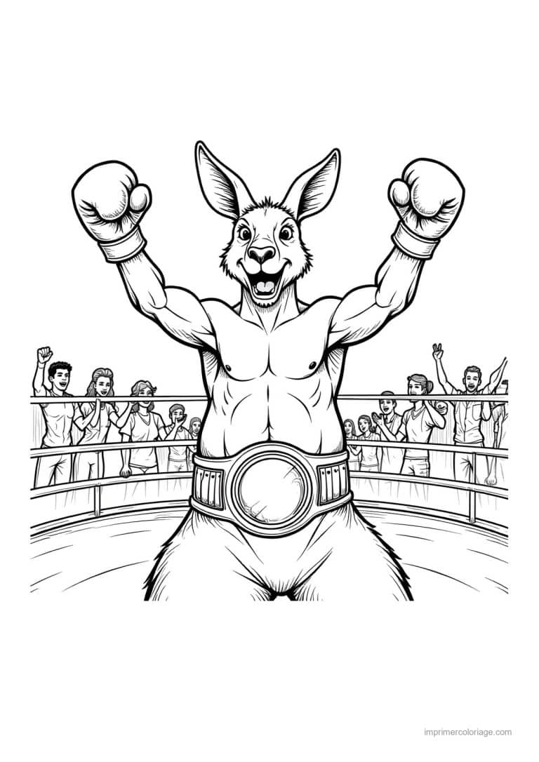 coloriage boxe kangourou boxeur 04 - dessin gratuit &agrave; imprimer
