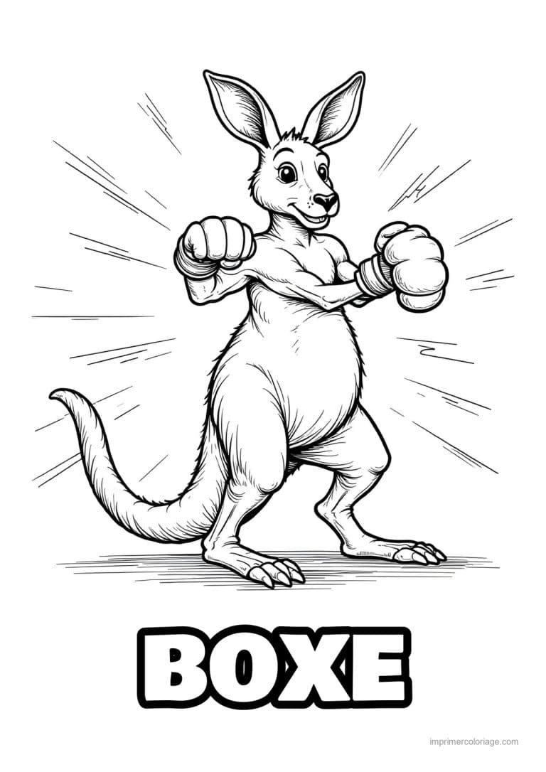 coloriage boxe kangourou boxeur 05 - dessin gratuit &agrave; imprimer