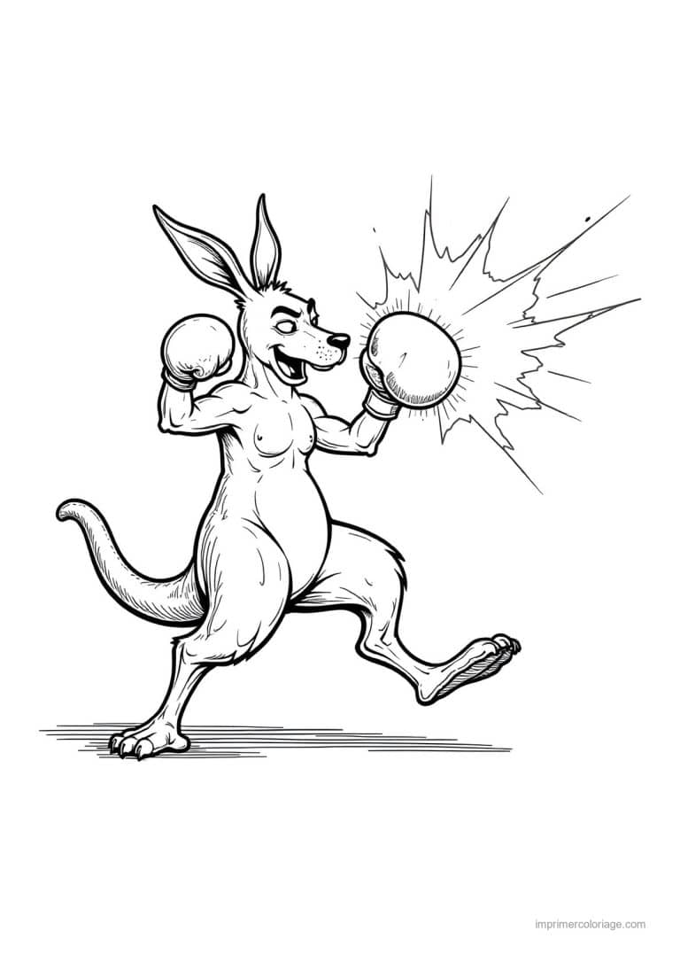 coloriage boxe kangourou boxeur 06 - dessin gratuit &agrave; imprimer