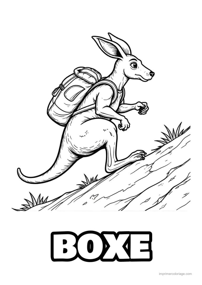 coloriage boxe kangourou boxeur - dessin gratuit &agrave; imprimer