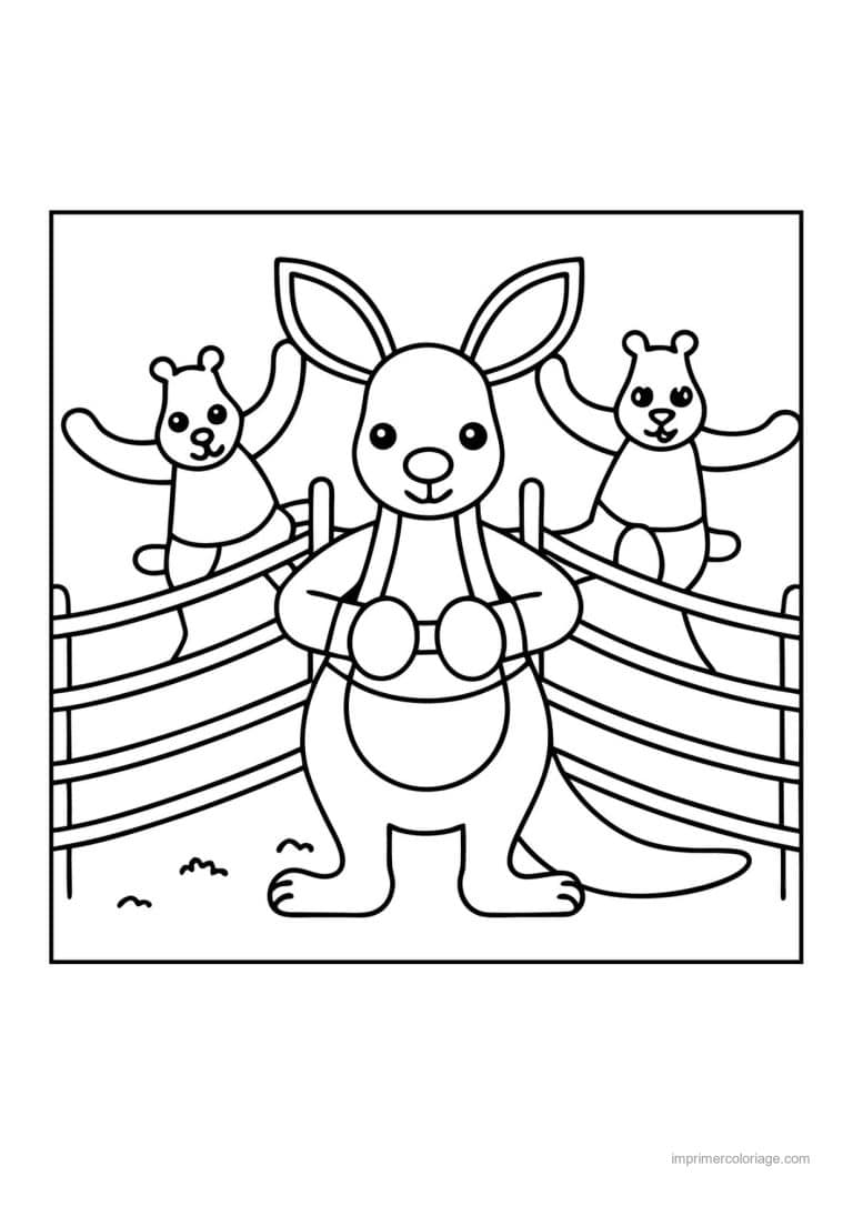 coloriage boxe kangourou gants ring - dessin gratuit &agrave; imprimer
