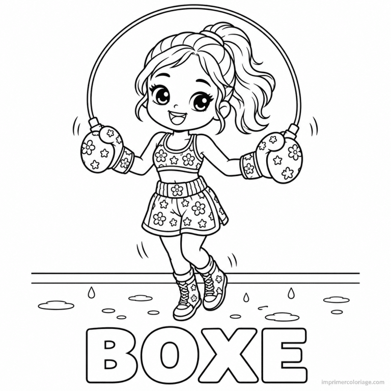coloriage boxe pattern boxeuse motifs fleurs corde titre bas - dessin gratuit &agrave; imprimer