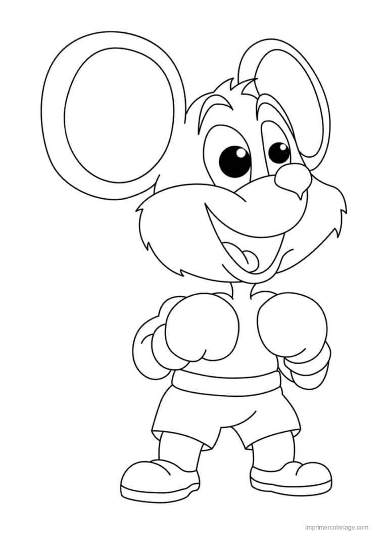 coloriage boxe souris boxeuse - dessin gratuit &agrave; imprimer